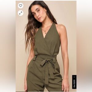Olive Green Halter Jumpsuit